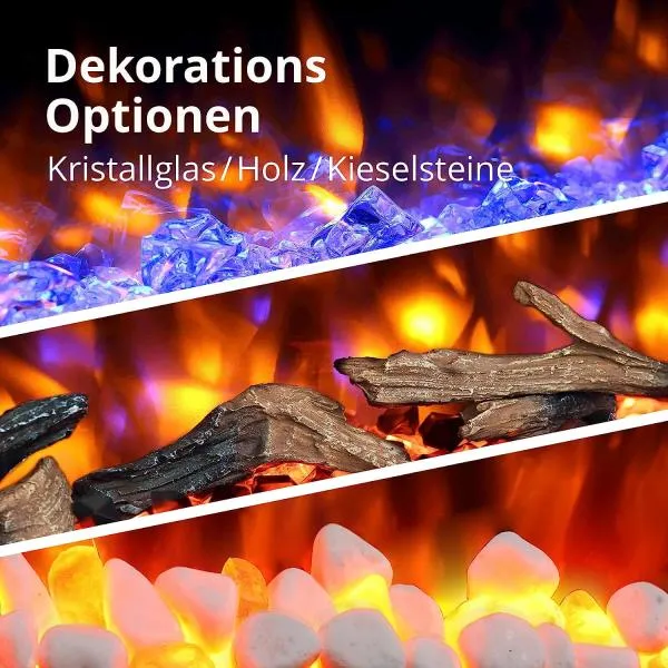 BALDERIA Fiamma 48" Camino elettrico da incasso LED 3D Flame Effect 2000W