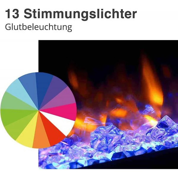 BALDERIA Fiamma 48" Camino elettrico da incasso LED 3D Flame Effect 2000W