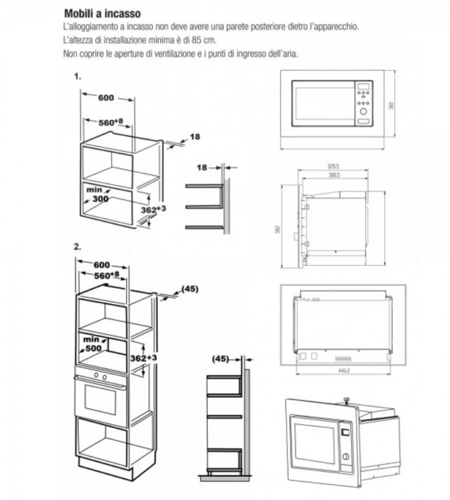 Beko BMOB17131X Microonde da Incasso per Installazione Pensile 8 Funzioni 700W