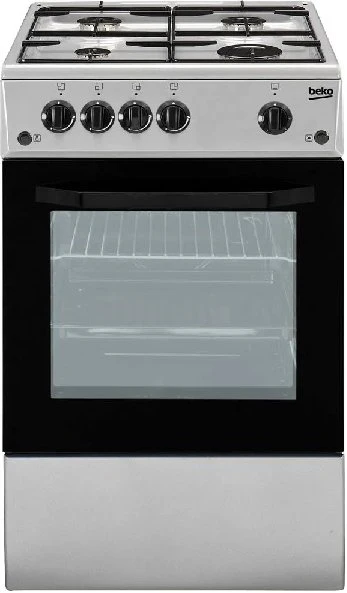 Beko Cucina Gas 4 Fuochi Forno Elettrico Larghezza Per Profondità 50x50 Cm Con Coperchio Colore Silver CSS42014FS 54 Litri