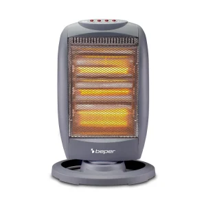 BEPER P203PAN010 Stufa Alogena Oscillante, 1200W, Basso Consumo Energetico, Silenziosa, Protezione termica, Grigia