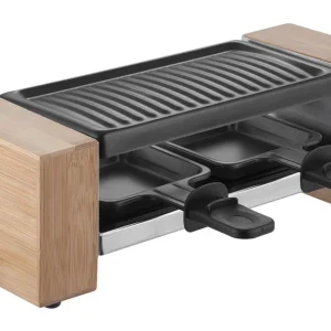 BergerLanz Griglia per raclette Bamboo – 2 persone, 320 W – Marrone/Nero