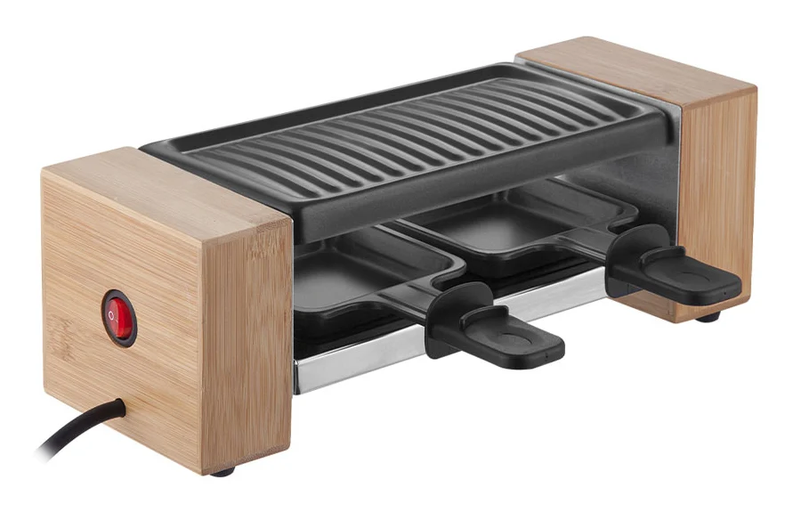 BergerLanz Griglia per raclette Bamboo – 2 persone, 320 W – Marrone/Nero