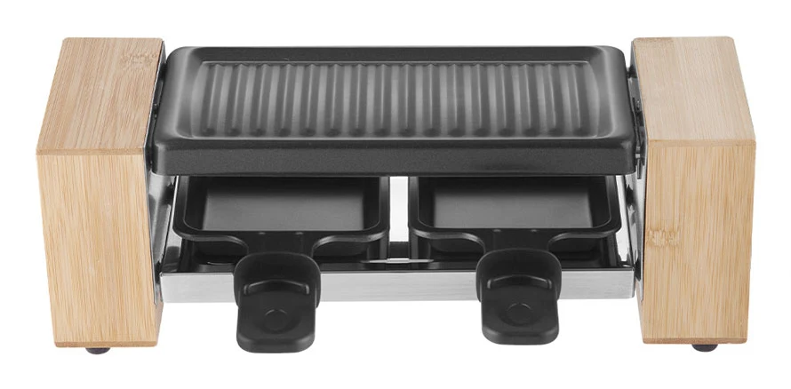 BergerLanz Griglia per raclette Bamboo – 2 persone, 320 W – Marrone/Nero