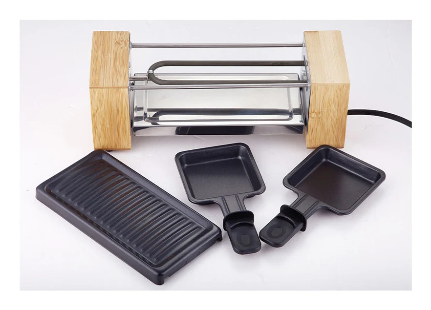 BergerLanz Griglia per raclette Bamboo – 2 persone, 320 W – Marrone/Nero