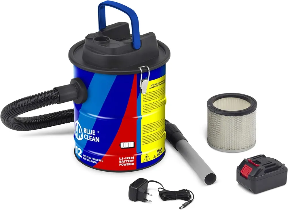 Bidone aspira cenere "E 12B" batteria da 12 litri per aspirare ceneri fredde da stufe, camini e barbecue