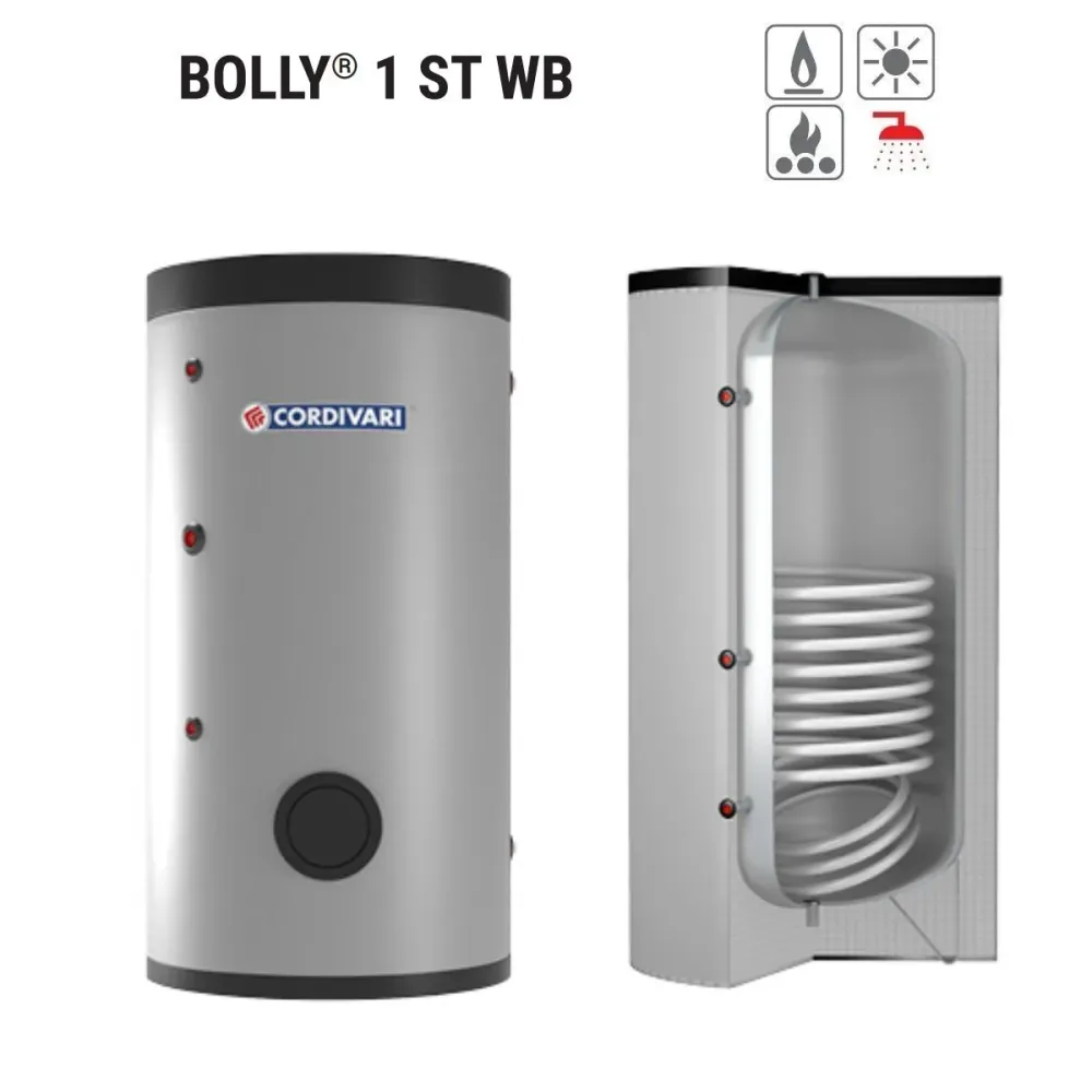 Bollitore Polywarm Cordivari Modello BOLLY 1 ST WB 300 Per Produzione Di ACS Con 1 Scambiatore Fisso