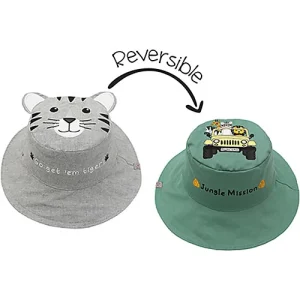 Cappello Estivo Reversibile Anti-UV SPF 50+ - Tigre+Safari - 100% Coto FlapJackKids