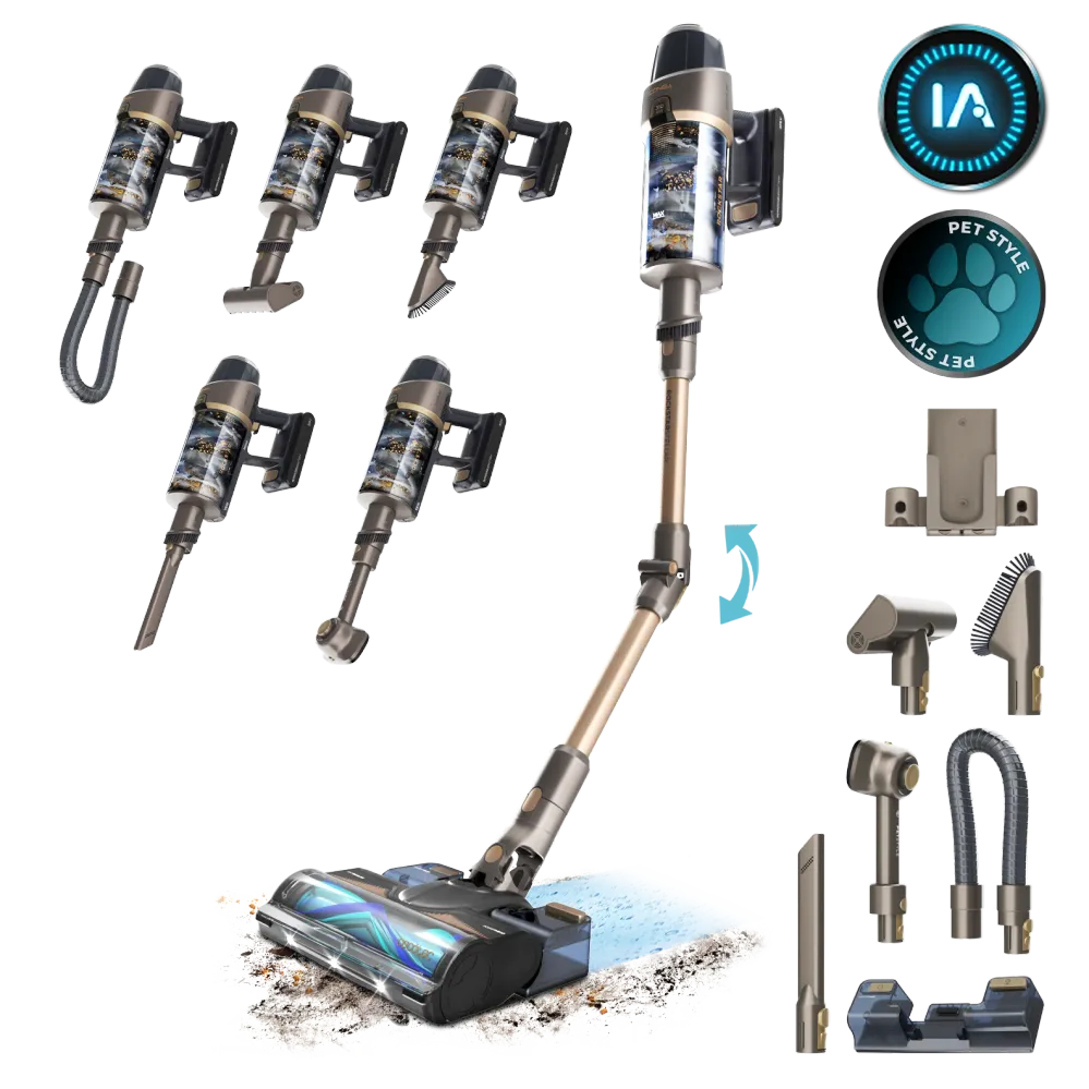Cecotec Conga Rockstar RX90 AI AquaPet Flex Aspirapolvere 350 AW Spazzola HairLess 9 Funzioni