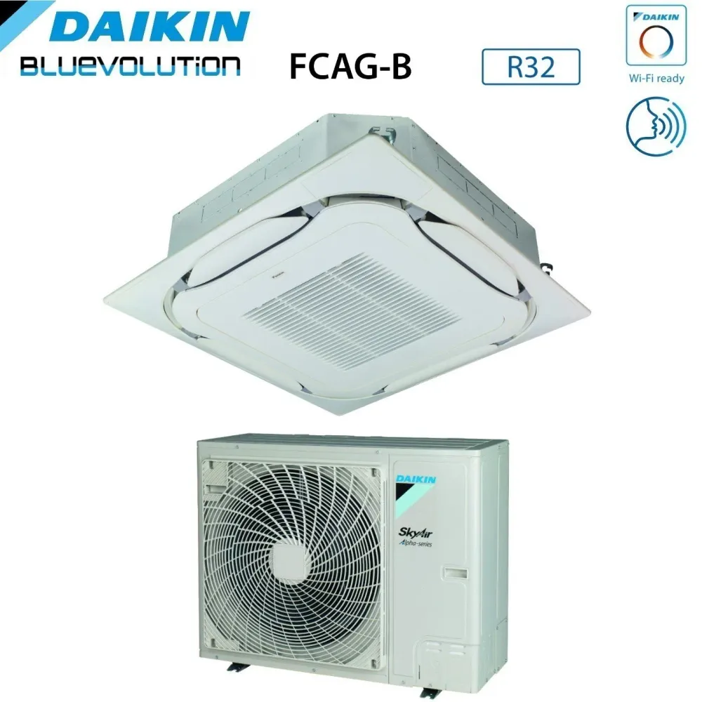 Climatizzatore Condizionatore Daikin Bluevolution Inverter Cassetta Round Flow SkyAir Alpha-Series 42000 Btu FCAG125B + RZ...