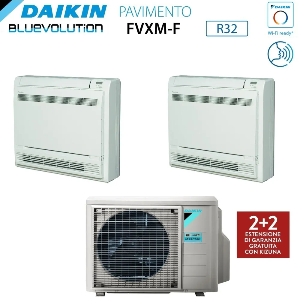 Climatizzatore Condizionatore Daikin Bluevolution Pavimento Dual Split Inverter serie FVXM-F 12+12 con 2MXM50A R-32 Wi-Fi...