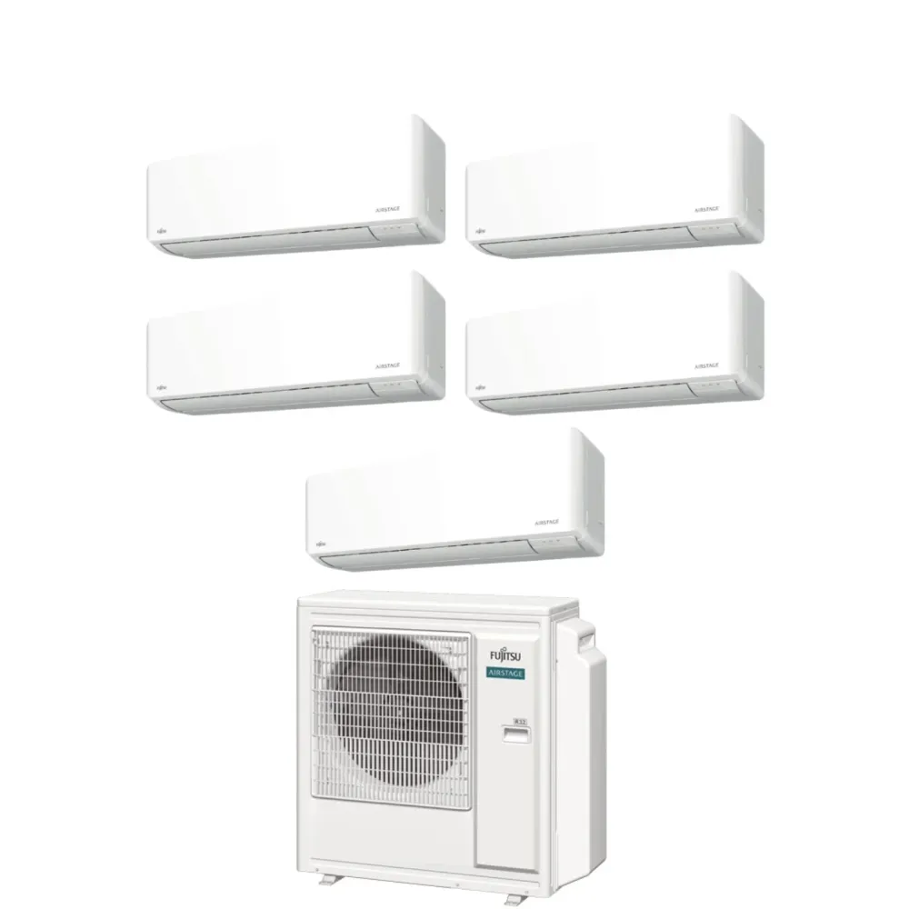 Climatizzatore Condizionatore Fujitsu Penta Split Inverter serie KM AIRSTAGE 9+9+9+9+14 con AOEG36KBTA5 R-32 Wi-Fi Integra...