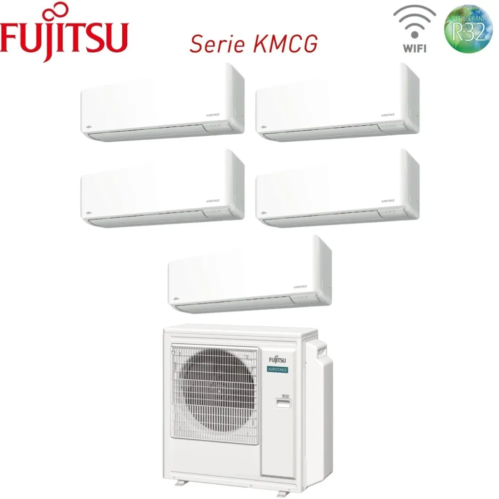 Climatizzatore Condizionatore Fujitsu Penta Split Inverter serie KM AIRSTAGE 9+9+9+9+14 con AOEG36KBTA5 R-32 Wi-Fi Integra...