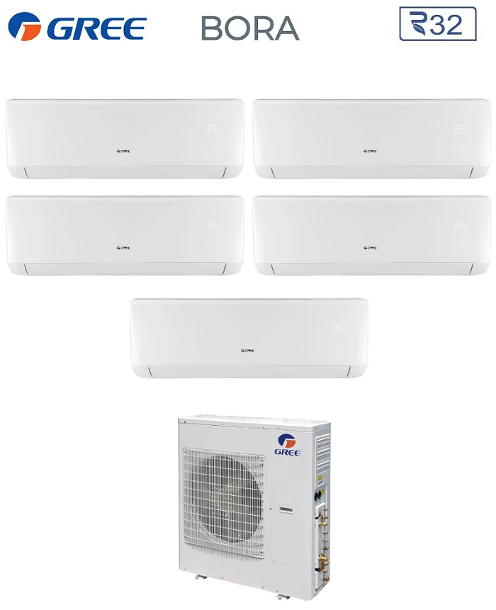 Climatizzatore Condizionatore Gree Penta Split Inverter serie BORA 9+9+12+12+12 GWHD42NK6LO R-32 9000+9000+12000+12000+12000
