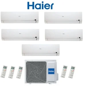 CLIMATIZZATORE CONDIZIONATORE HAIER PENTA SPLIT INVERTER serie BREZZA BS4 9+9+9+9+12 con 5U34HS1ERA 9000+9000+9000+9000+12000