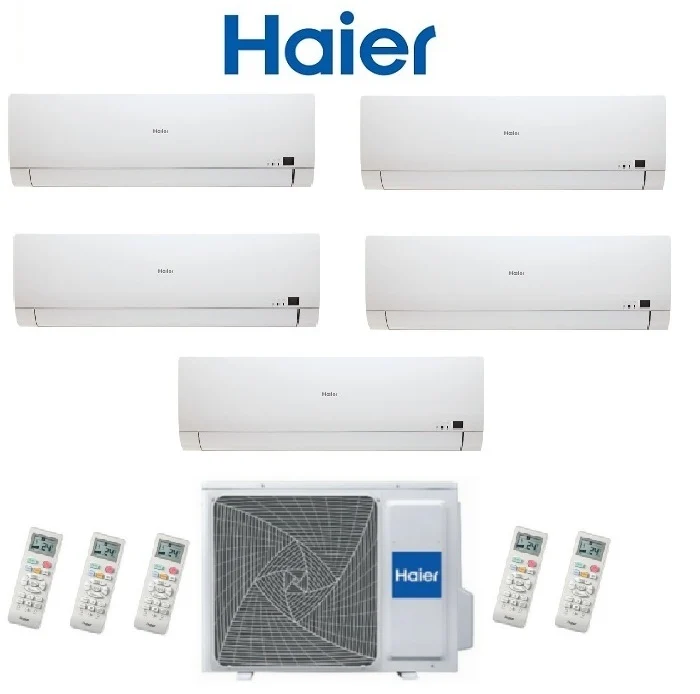 CLIMATIZZATORE CONDIZIONATORE HAIER PENTA SPLIT INVERTER serie BREZZA BS4 9+9+9+9+12 con 5U34HS1ERA 9000+9000+9000+9000+12000