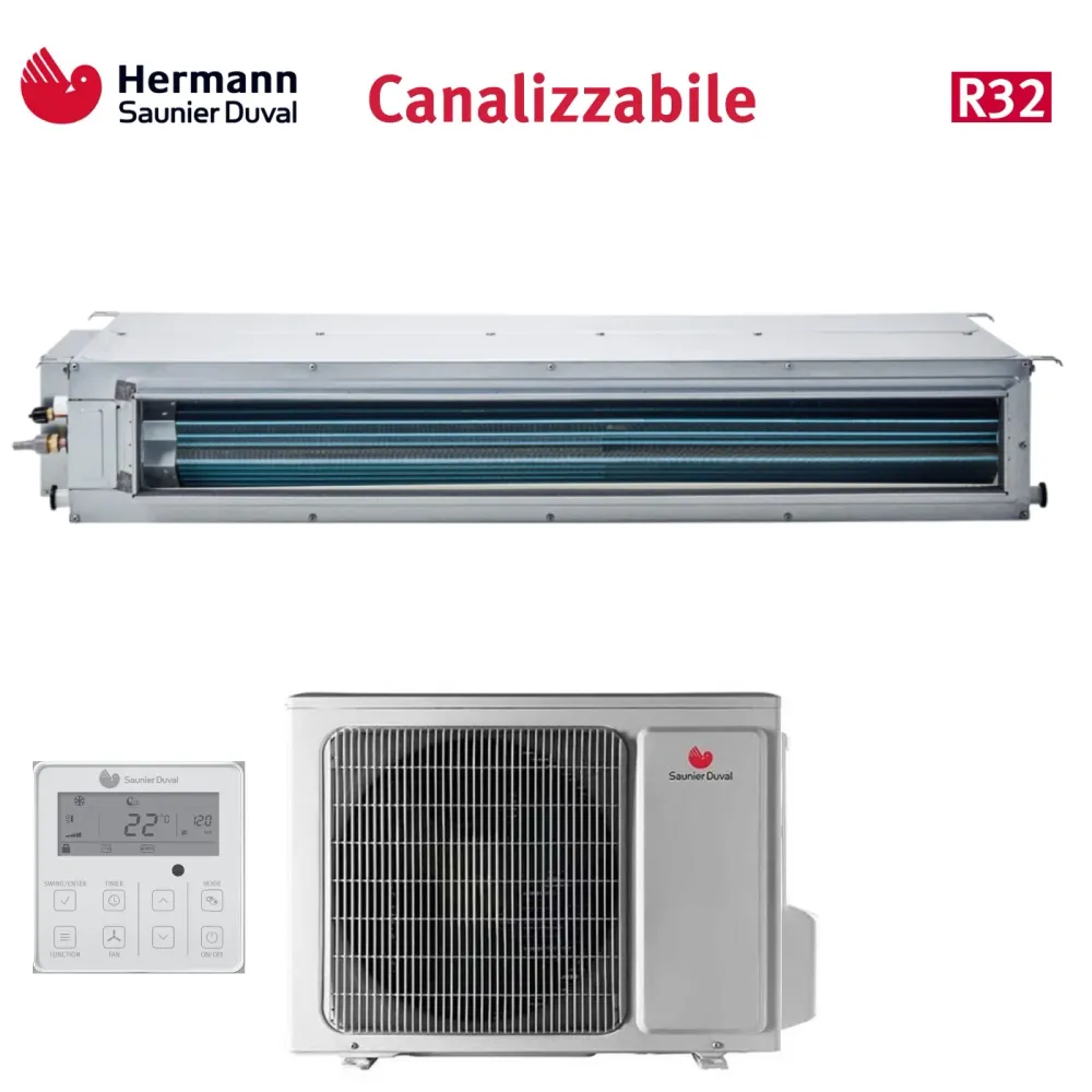 Climatizzatore Condizionatore Hermann Saunier Duval Canalizzato Canalizzabile Inverter 18000 Btu SDH19-050 IDNI R-32 Con C...