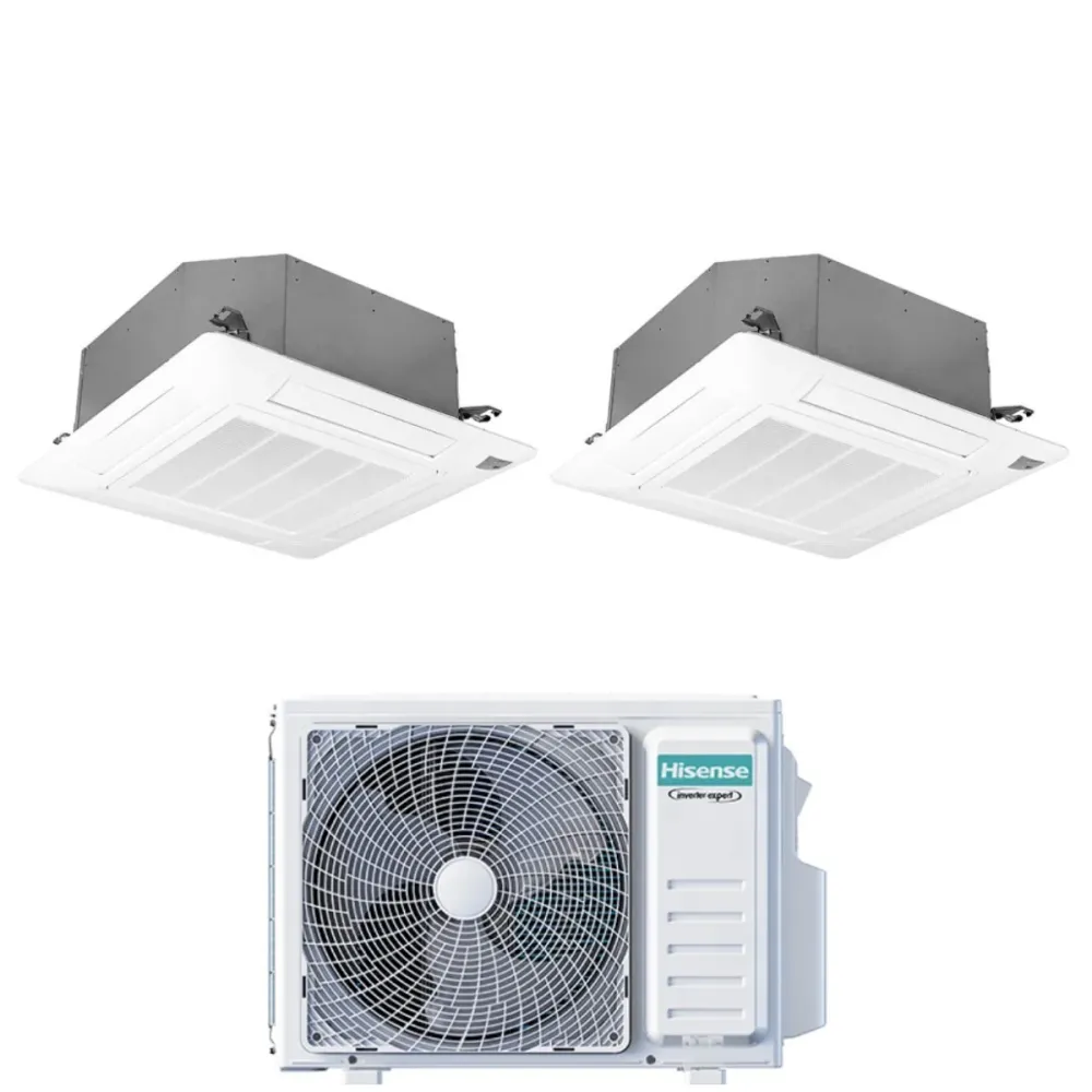 Climatizzatore Condizionatore Hisense Dual Split Inverter Cassetta 9+9 con 2AMW42U4RGC R-32 Wi-Fi Optional 9000+9000 con T...