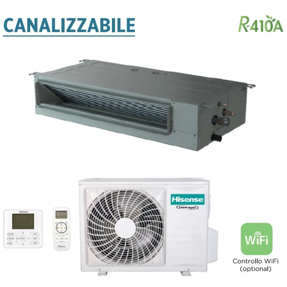 Climatizzatore Condizionatore Hisense Inverter Canalizzato Canalizzabile 9000 Btu ADT26UX4RBL4 + AUW26U4SR3 R-410 Wi-Fi Op...