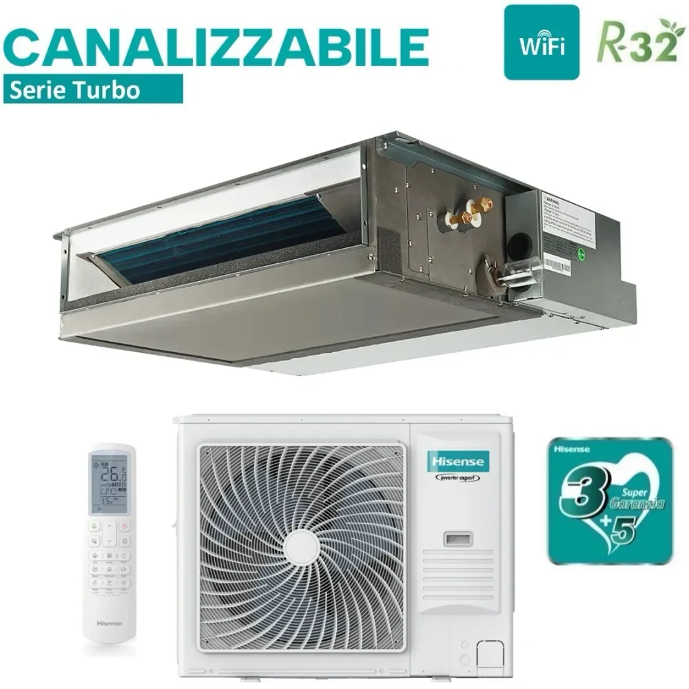 Climatizzatore Condizionatore Hisense Inverter Canalizzato Canalizzabile serie TURBO 60000 Btu AUD175UX4RHH5 + AUW175U6RP4...