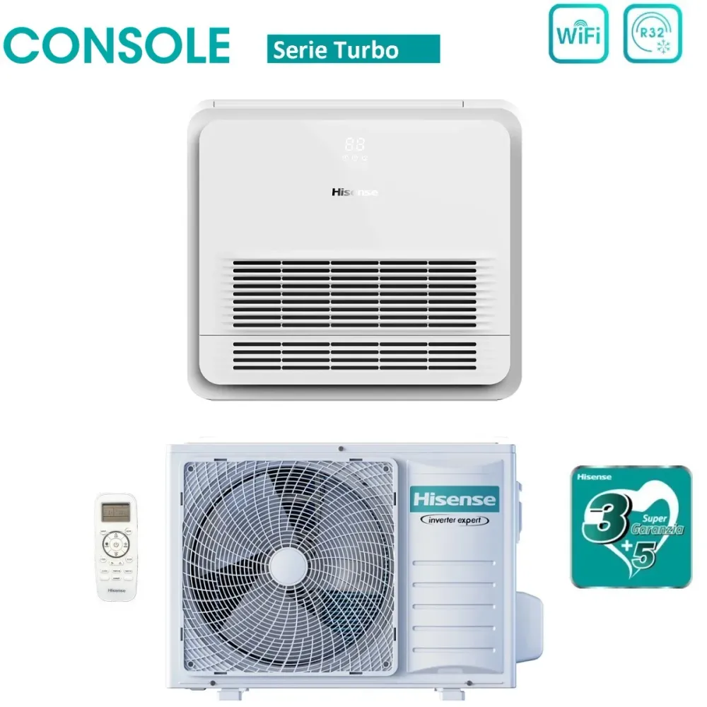 Climatizzatore Condizionatore Hisense Inverter Console serie TURBO 9000 Btu AKT26UR4RK8 + AUW26U4RS8 R-32 Wi-Fi Optional C...