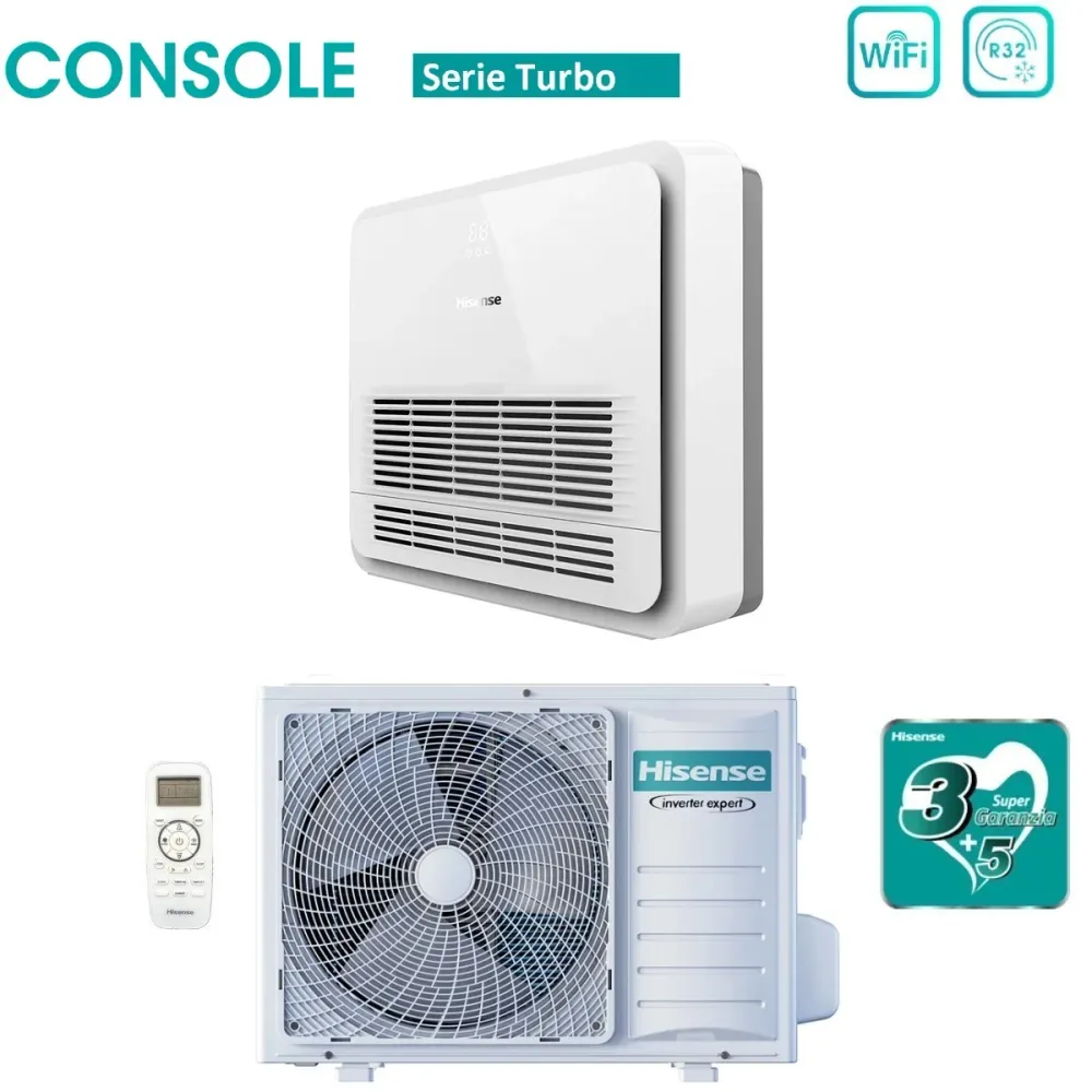 Climatizzatore Condizionatore Hisense Inverter Console serie TURBO 9000 Btu AKT26UR4RK8 + AUW26U4RS8 R-32 Wi-Fi Optional C...