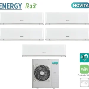 Climatizzatore Condizionatore Hisense Penta Split Inverter serie ENERGY 9+9+9+9+18 con 5AMW125U4RTA R-32 Wi-Fi Integrato 9...