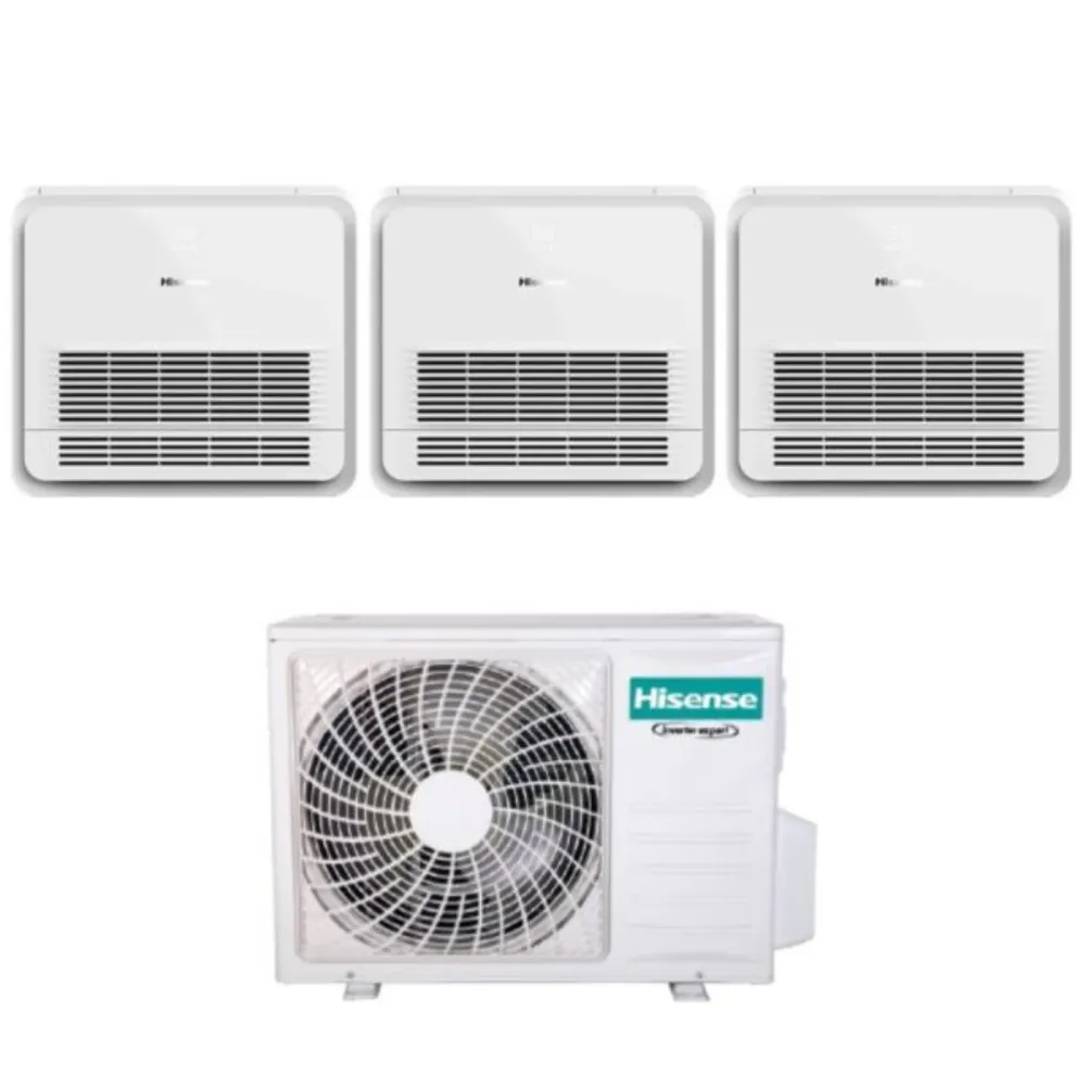 Climatizzatore Condizionatore Hisense Trial Split Console 9+9+9 con 3AMW72U4RFA R-32 Wi-Fi Optional Con Telecomando di Ser...