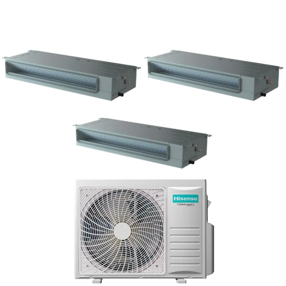 Climatizzatore Condizionatore Hisense Trial Split Inverter Canalizzato Canalizzabile 9+9+9 con 3AMW62U4RJC R-32 Wi-Fi Opti...