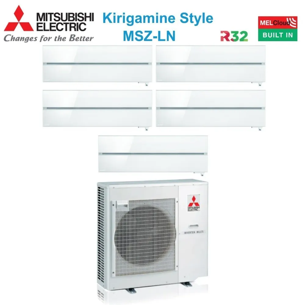Climatizzatore Condizionatore Mitsubishi Electric Penta Split Inverter serie Kirigamine Style MSZ-LN 9+9+12+12+12 con MXZ-...