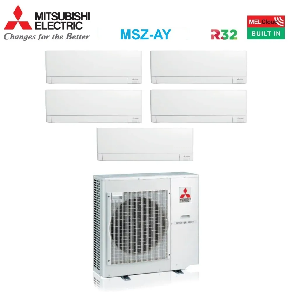 Climatizzatore Condizionatore Mitsubishi Electric Penta Split Inverter Linea Plus serie MSZ-AY 9+9+9+9+18 con MXZ-5F102VF...