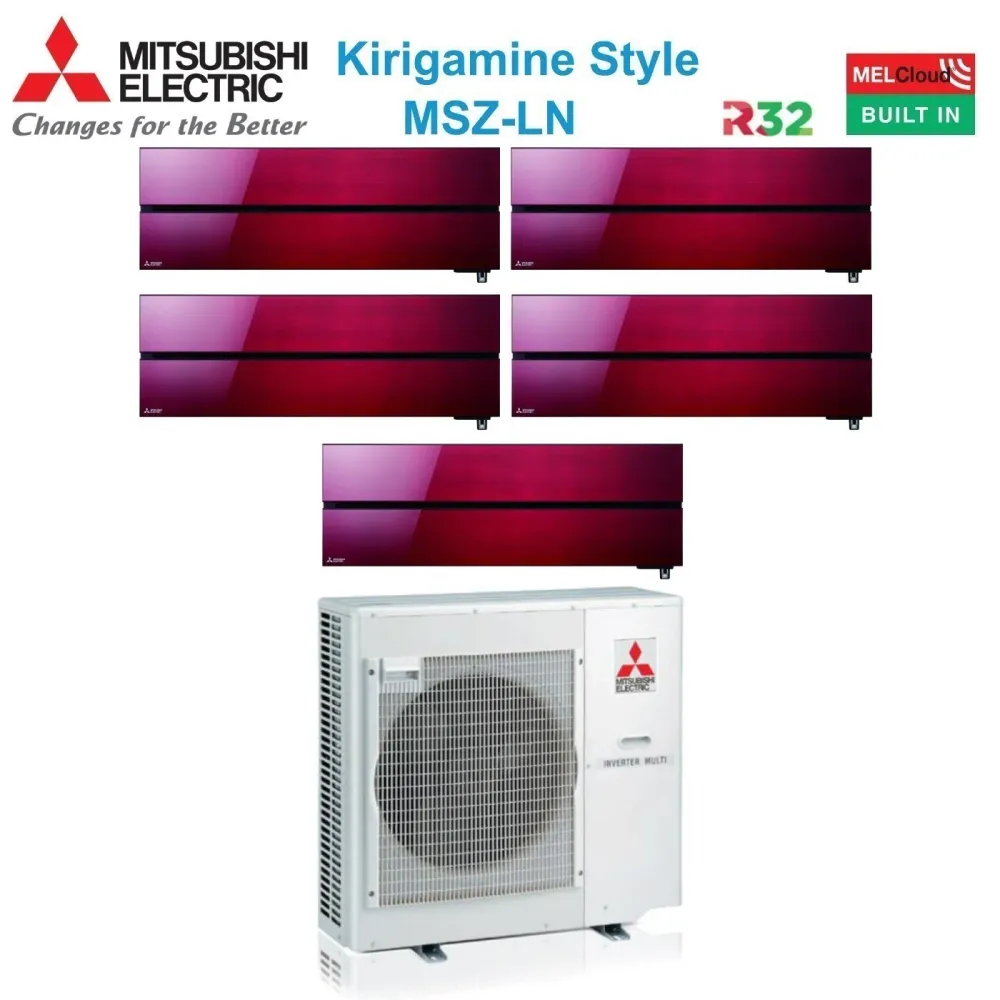 Climatizzatore Condizionatore Mitsubishi Electric Penta Split Inverter serie Kirigamine Style MSZ-LN 9+9+9+9+9 con MXZ-5F1...
