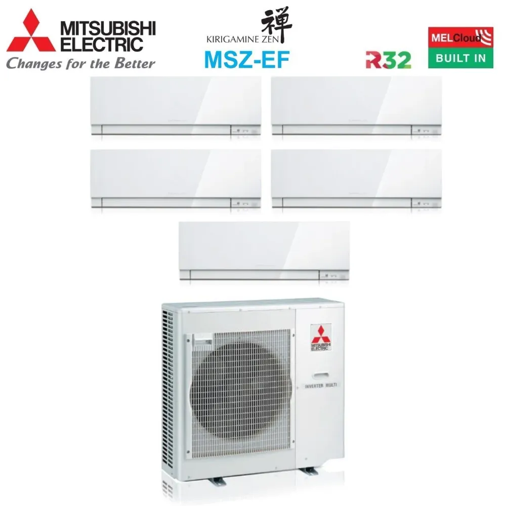 Climatizzatore Condizionatore Mitsubishi Electric Penta Split Inverter serie KIRIGAMINE ZEN WHITE MSZ-EF 9+9+12+12+15 con...