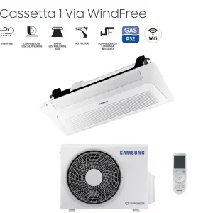 Climatizzatore Condizionatore Samsung Cassetta WindFree 1 Via Slim 12000 Btu AC035RN1DKG R-32 Wi-Fi Optional con Pannello...