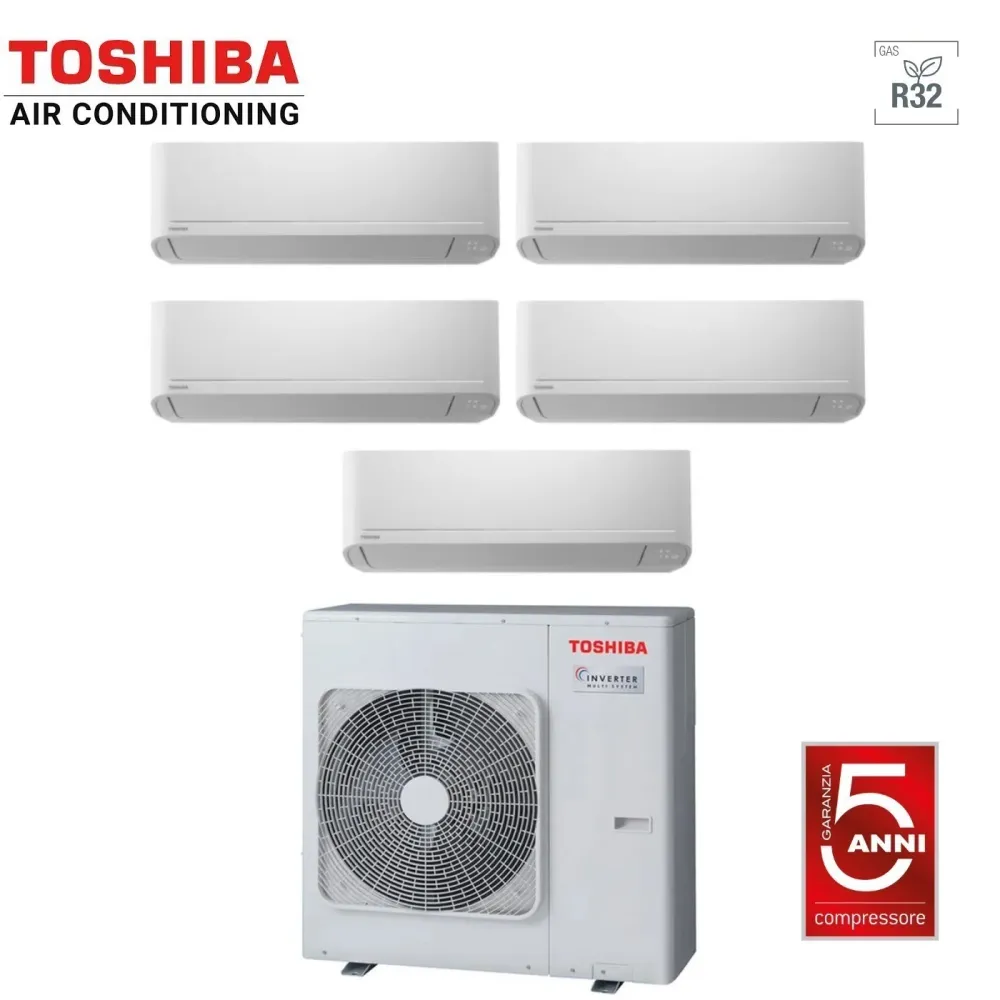 Climatizzatore Condizionatore Toshiba Penta Split Inverter serie SEIYA 10+10+10+10+16 (9+9+9+9+15) RAS-4M27U2AVG-E R-32 Wi...