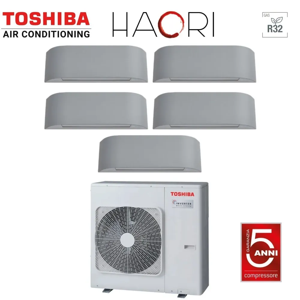 Climatizzatore Condizionatore Toshiba Penta Split Inverter serie HAORI 10+10+10+10+10 (9+9+9+9+9) RAS-5M34U2AVG-E R-32 Wi-...