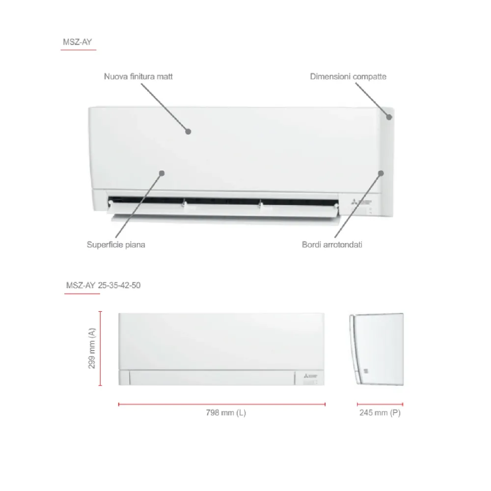 Climatizzatore Mitsubishi serie AY Quadri Split MSZ-AY 9000+9000+9000+12000 btu Wi-Fi MXZ-4F72VF4
