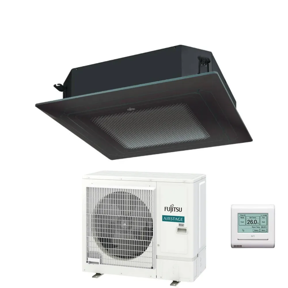 Condizionatore Cassetta Fujitsu KR Circular Flow Black 36000 Btu AUXG36KRLB Monofase R-32 Wi-Fi Optional con Griglia e Fil...
