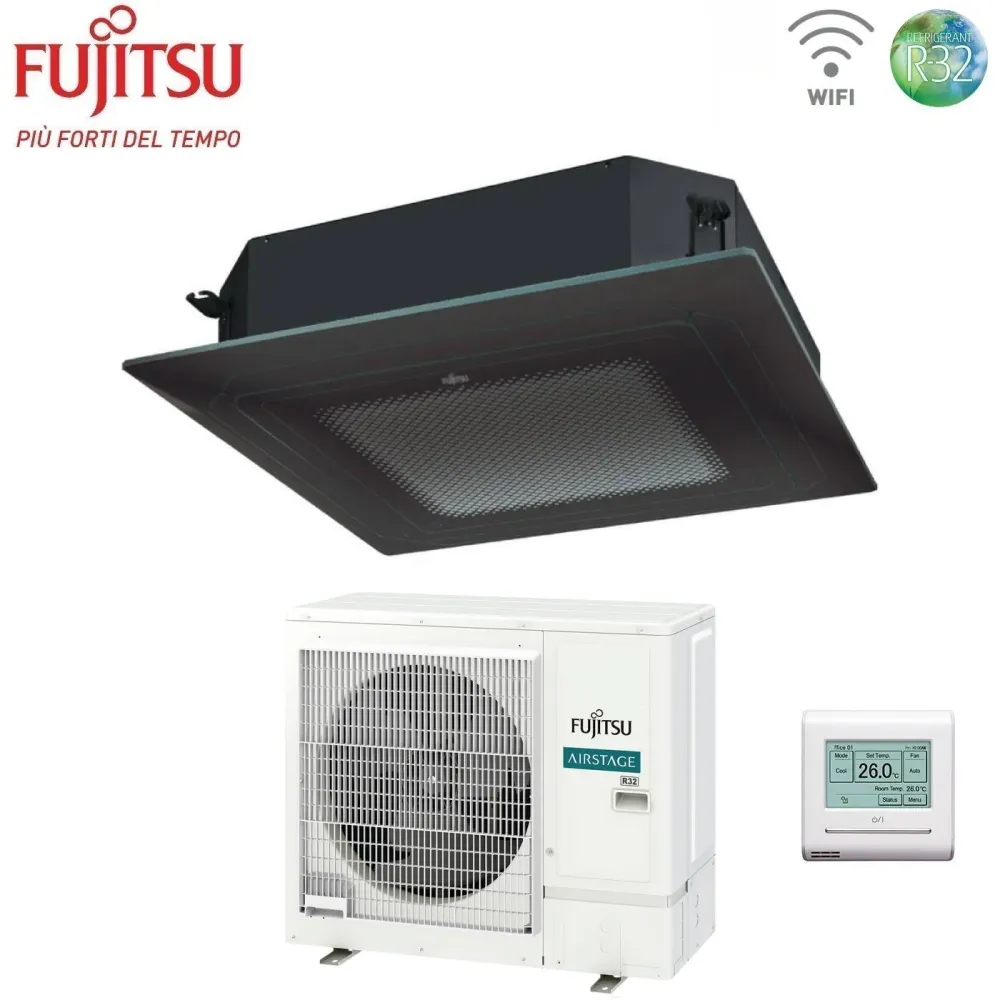 Condizionatore Cassetta Fujitsu KR Circular Flow Black 36000 Btu AUXG36KRLB Monofase R-32 Wi-Fi Optional con Griglia e Fil...