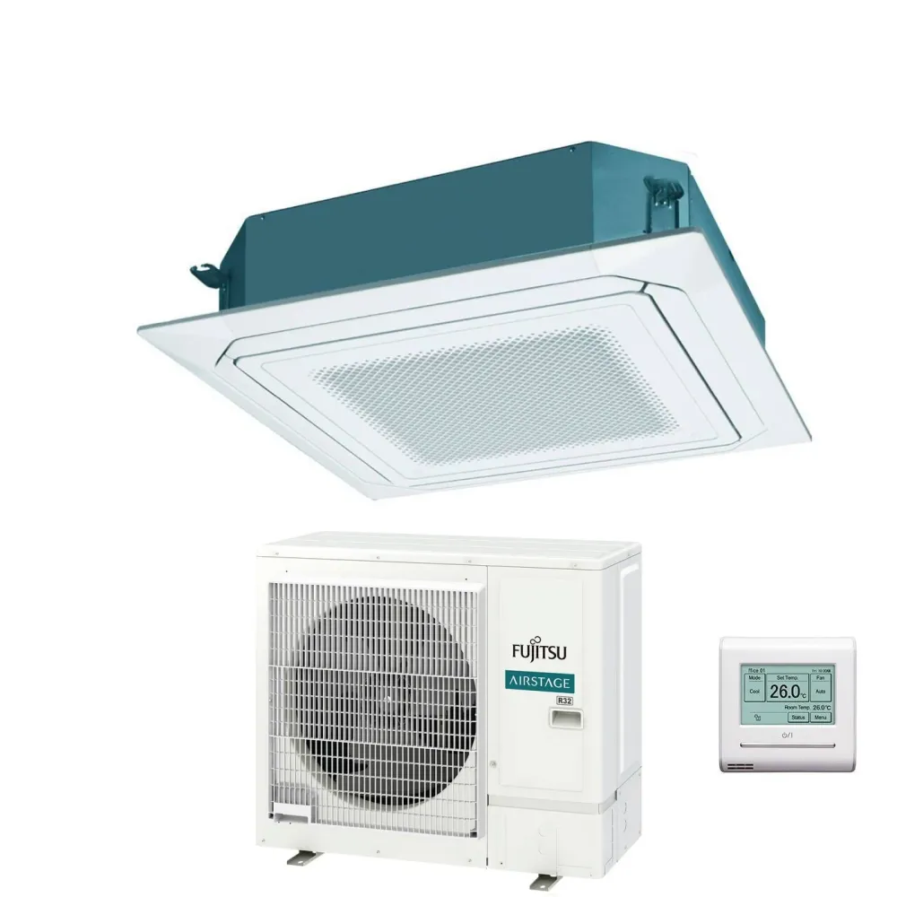 Condizionatore Cassetta Fujitsu KR Eco Circular Flow White 36000 Btu AUXG36KRLB Trifase R-32 Wi-Fi Optional con Griglia e...