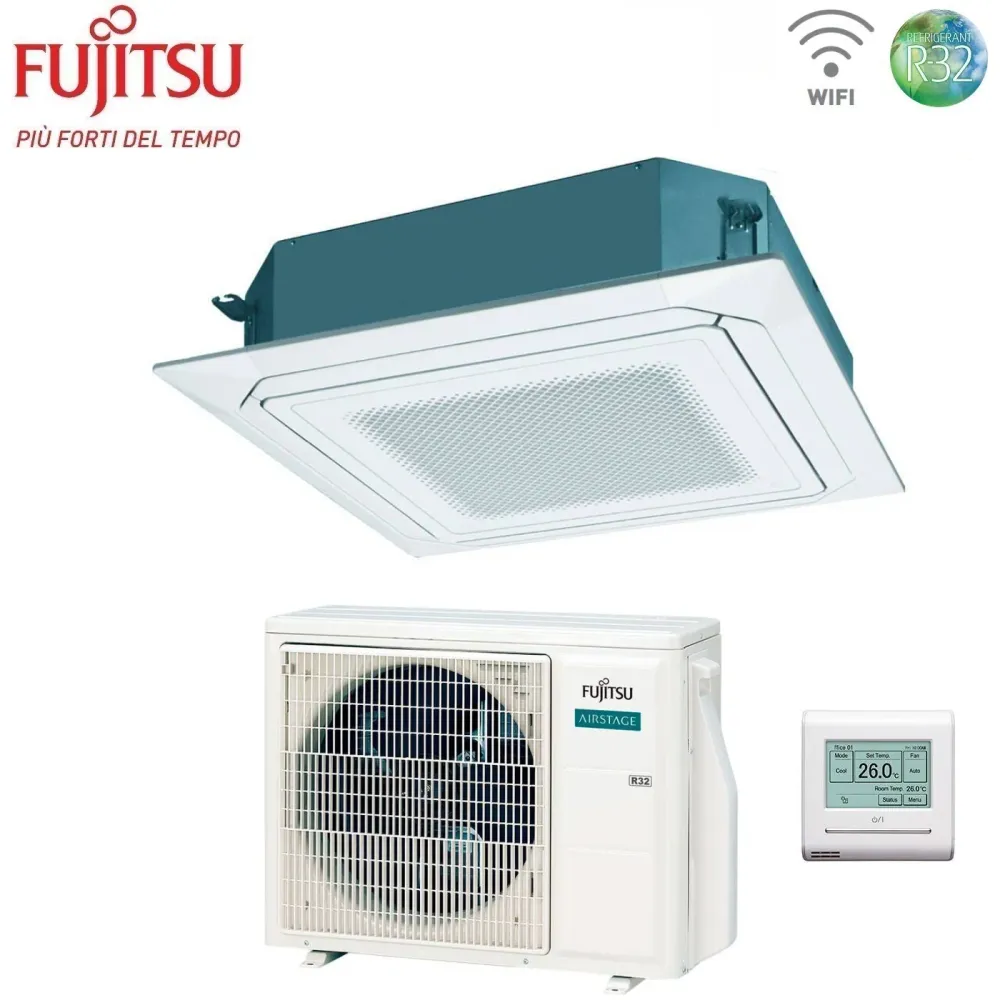 Condizionatore Cassetta Fujitsu KR Eco Circular Flow White 18000 Btu AUXG18KRLB R-32 Wi-Fi Optional con Griglia e Filocomando