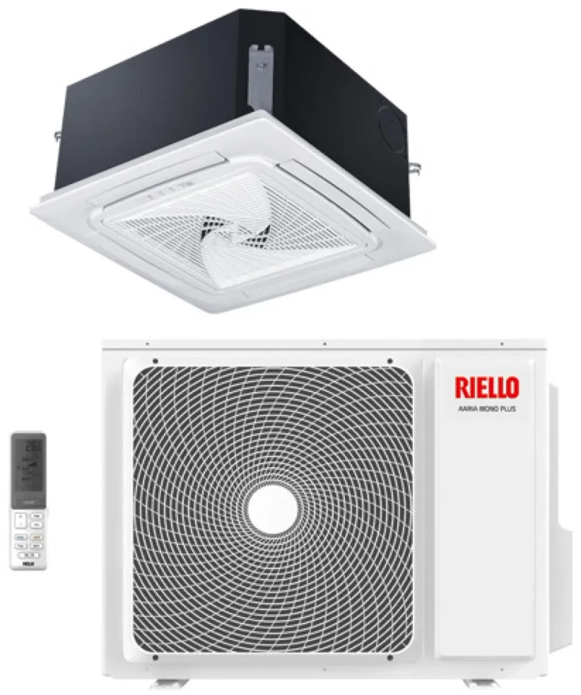 Condizionatore Cassetta 4 Vie 90x90 Riello 42000 Btu AARIA PRO P AMK 125 P R-32 con Pannello e Telecomando inclusi