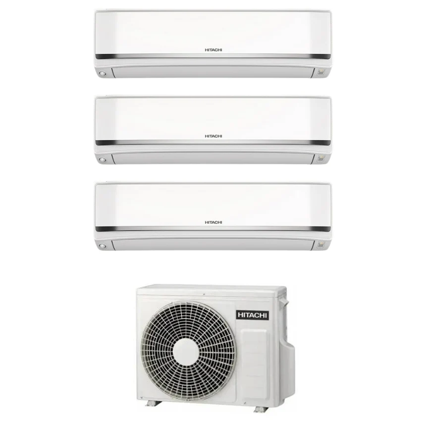 Condizionatore Climatizzatore Hitachi Trial Split Inverter AirHome 800 9000+9000+12000 BTU Con RAM-G68N3HA(B)E Wi-Fi Integ...