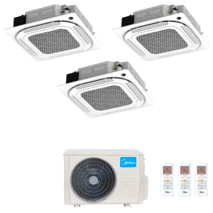 Condizionatore Climatizzatore Midea Cassetta 4 Vie Slim Trial Split R-32 9000+12000+12000 BTU Con M3OA-27HFN8-Q