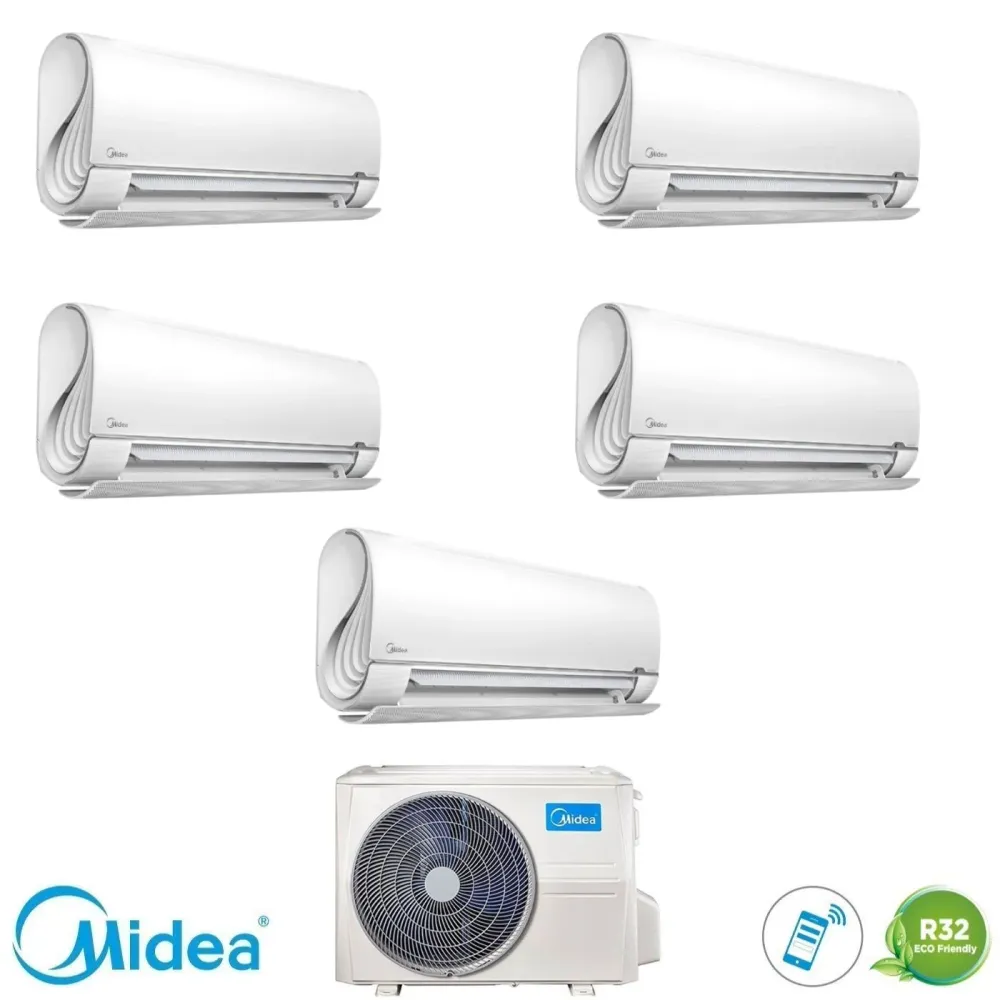 Condizionatore Climatizzatore Midea Penta Split Inverter Breezeless+ R32 Wi-Fi 9000+12000+12000+12000+12000 Con M5OE-42HFN8-Q