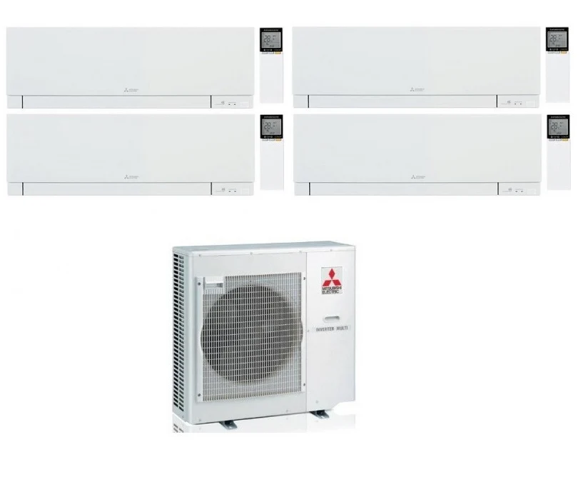 Condizionatore Climatizzatore Mitsubishi Electric Quadri Split inverter Kirigamine Zen White R-32 7000+9000+12000+18000 Co...