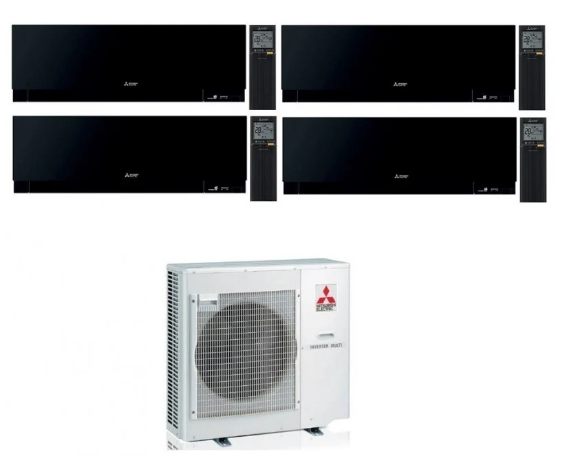 Condizionatore Climatizzatore Mitsubishi Electric Quadri Split inverter Kirigamine Zen Black R-32 7000+7000+9000+12000 Col...