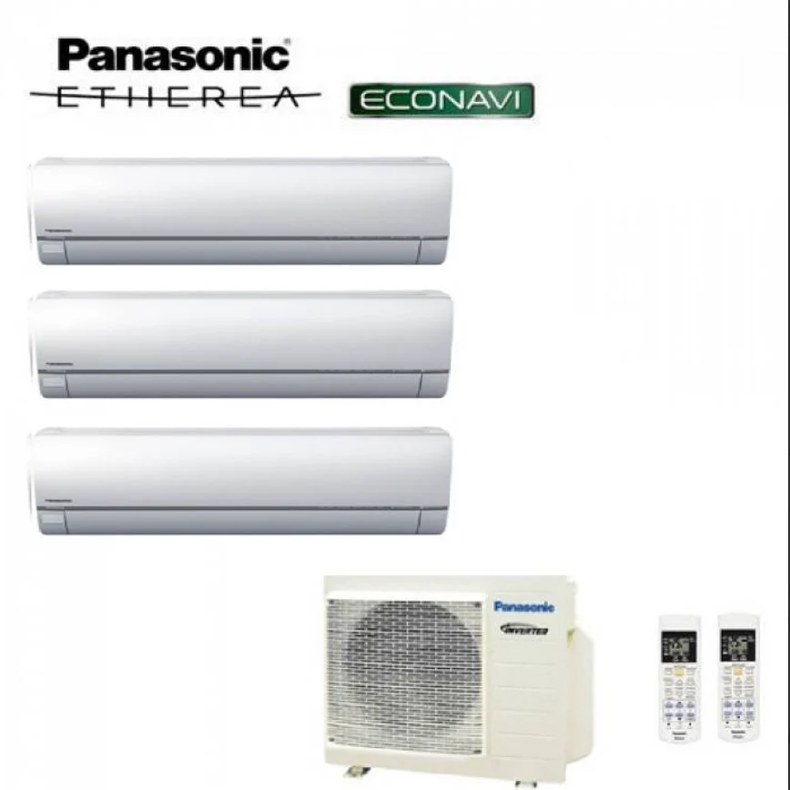 Condizionatore Climatizzatore Panasonic trial split inverter Etherea White R-32 Wi-Fi con Econavi 9000+9000+18000+CU-3Z68TBE