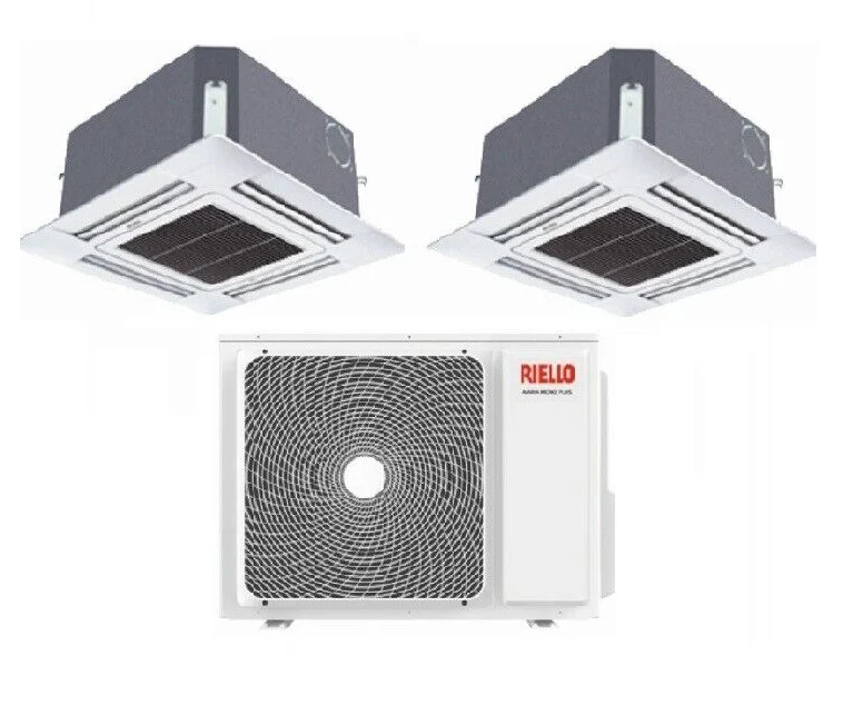 Condizionatore Climatizzatore Riello Dual Split Cassetta SET AMK P R-32 9000+18000 BTU Con MULTI 355 PI