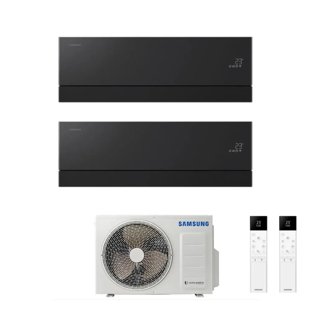 Condizionatore Climatizzatore Samsung Dual Split Inverter Windfree Première R-32 7000+12000 BTU Soapstone Charcoal Wi-Fi I...